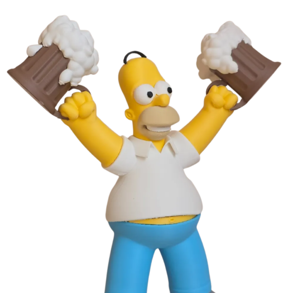 Boneco Homer Simpsons Colecionável – Figura Decorativa Estilo Cartoon com Canecas de Chopp