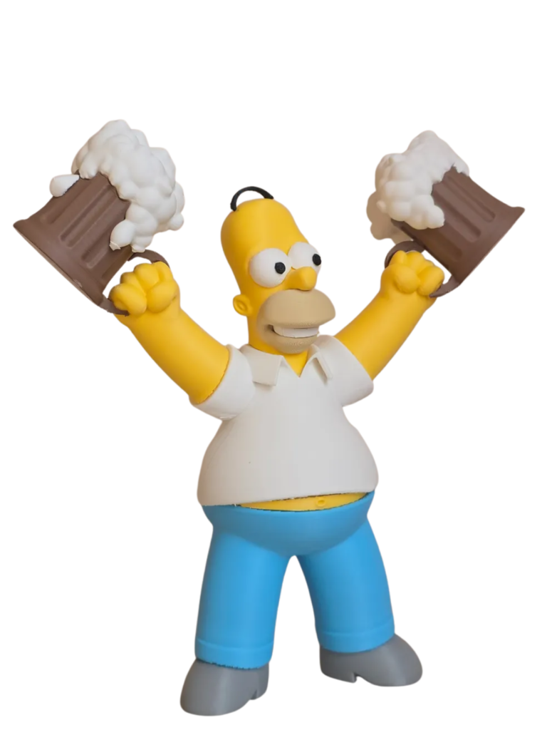 Boneco Homer Simpsons Colecionável – Figura Decorativa Estilo Cartoon com Canecas de Chopp